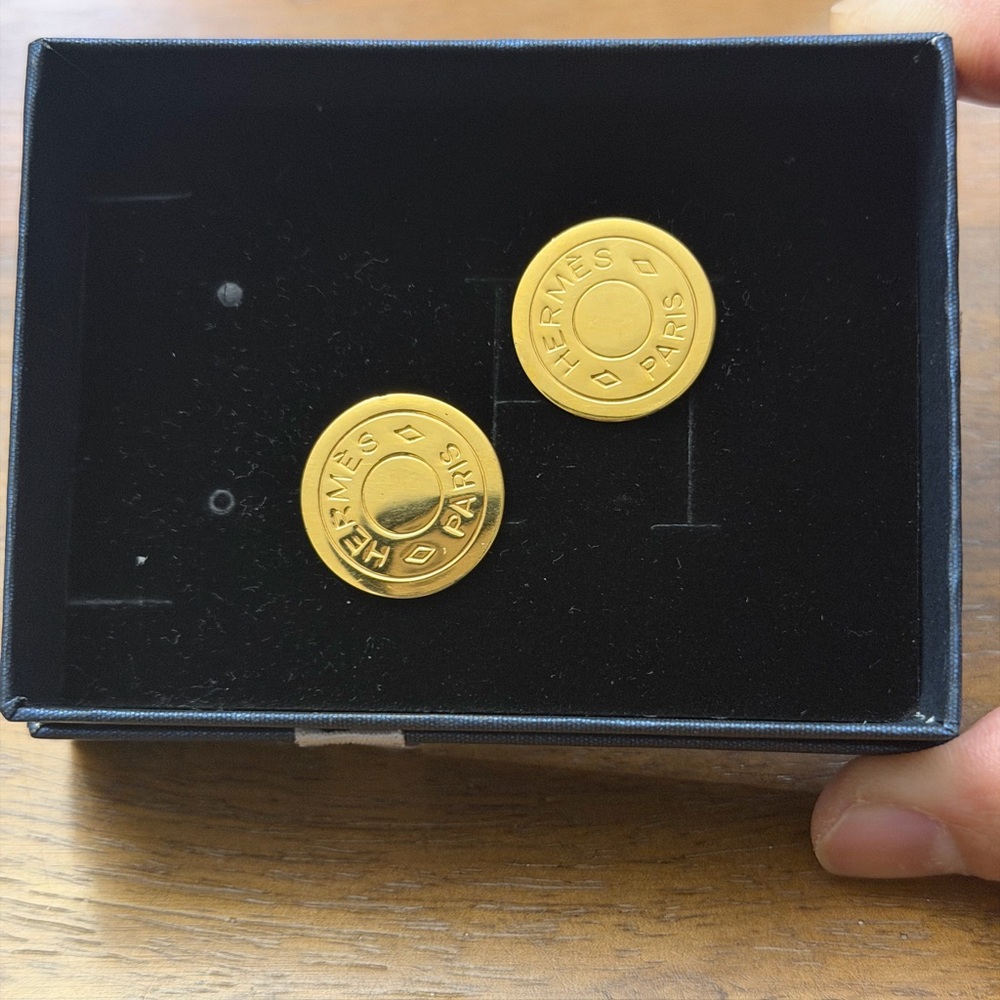 Hermes Gold Circular Earrings